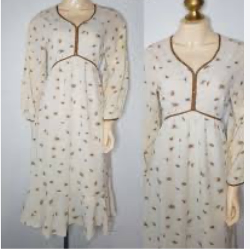 DESIGN IN KOREA Elegant Cream Dress with Brown Accents M NWOT - Picture 4 of 11